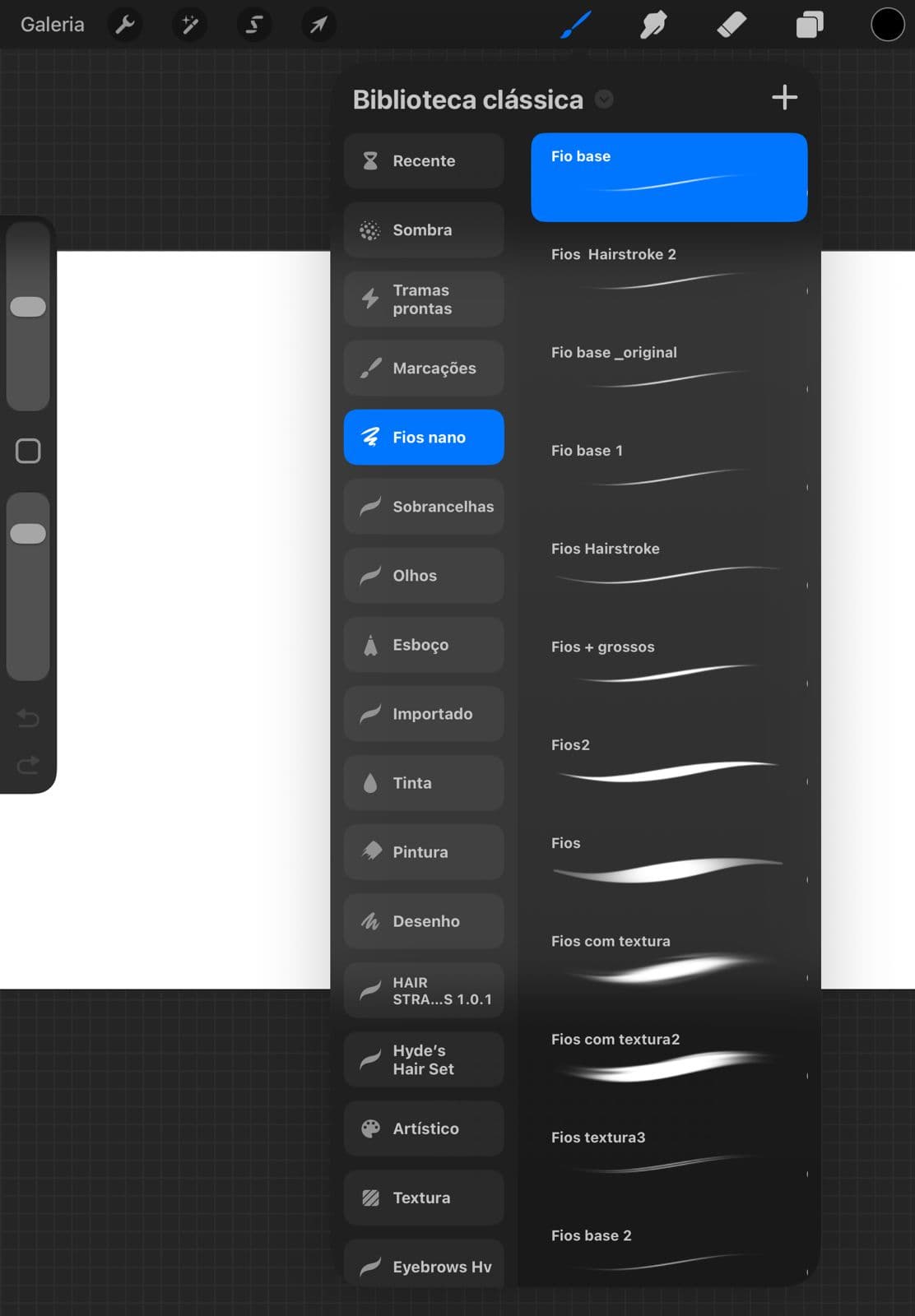 Pack de pincéis de micropigmentação no Procreate